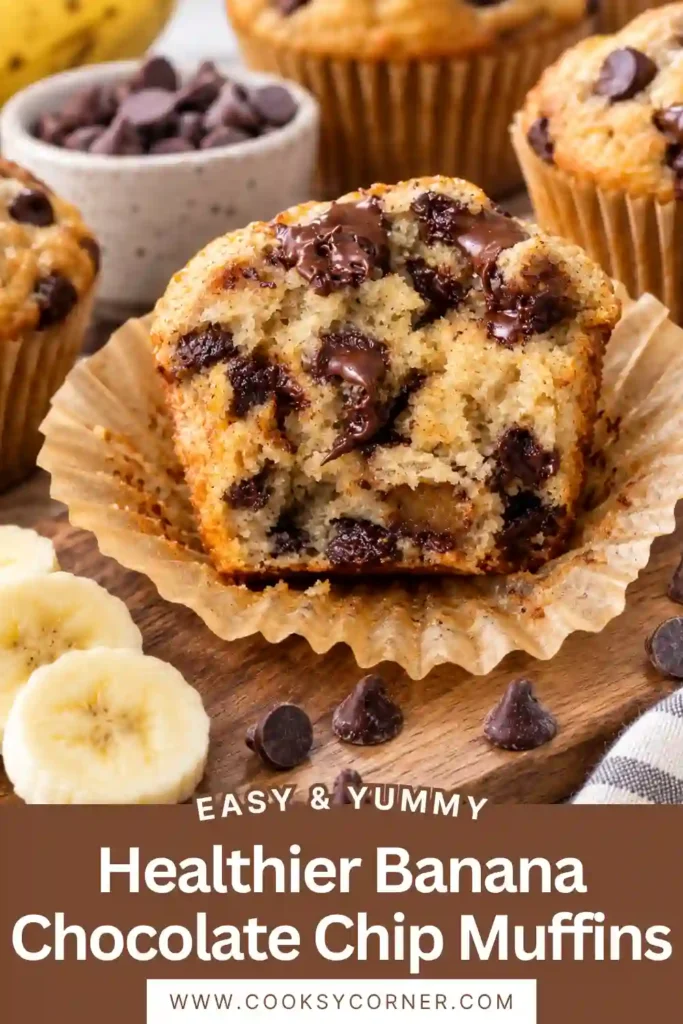Ingredients for Healthier Banana Chocolate Chip Muffins arranged on a white marble countertop, including ripe bananas, whole wheat flour, all-purpose flour, honey, Greek yogurt, eggs, chocolate chips, cinnamon, milk, and coconut oil.
