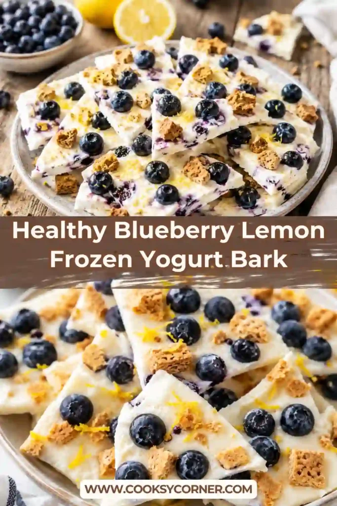 Creamy Greek yogurt bark made with blueberries, honey, vanilla, and lemon zest, frozen until firm and broken into snack-sized pieces. A simple high-protein frozen dessert.