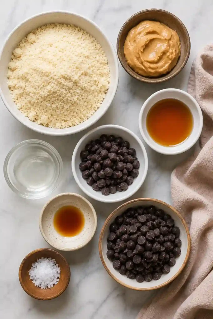 Gluten-free Healthy Cookie Dough Bark made with wholesome ingredients including cashew butter, maple syrup, almond flour, and dark chocolate.