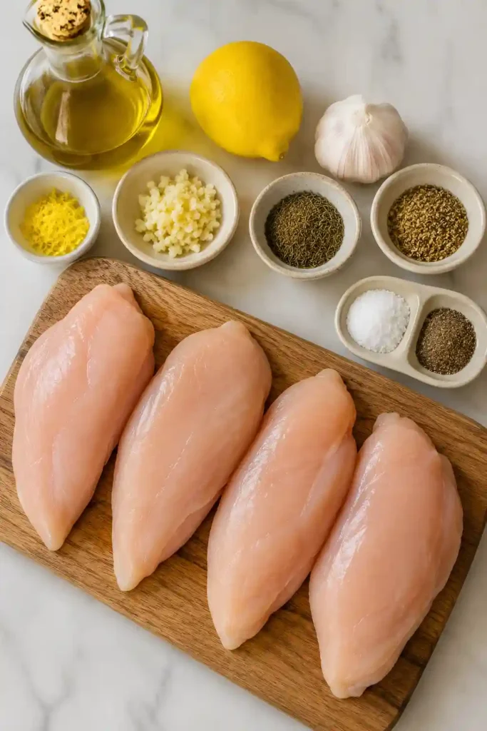 Golden grilled chicken marinated with garlic, olive oil, thyme, oregano, and lemon zest. An easy and healthy dinner recipe for any season.