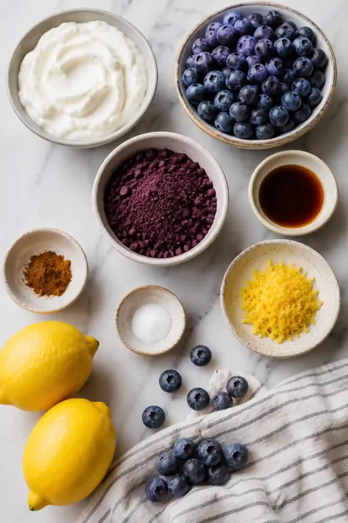 Refreshing Lemon Blueberry Frozen Yogurt Bites made with Greek yogurt, freeze-dried blueberries, and fresh fruit. A simple freezer-friendly snack everyone will love.
