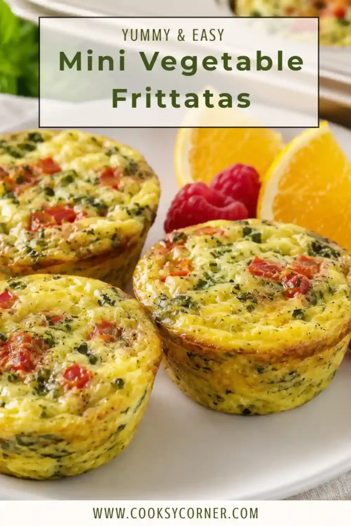Healthy homemade Mini Vegetable Frittatas arranged on a serving platter with fresh herbs. These vegetable frittata muffins make an excellent grab-and-go breakfast.