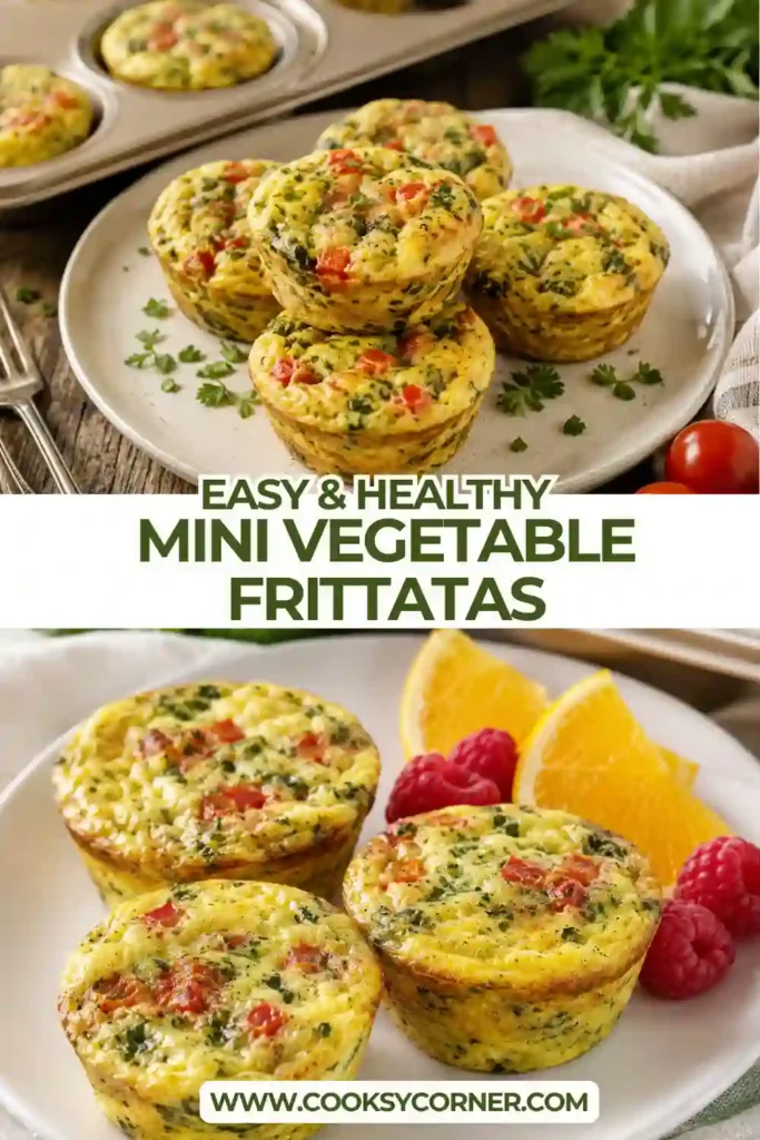 Close-up of fluffy Mini Vegetable Frittatas filled with spinach, squash, cheddar, goat cheese, and tomatoes. A delicious vegetarian breakfast that's easy to prepare.