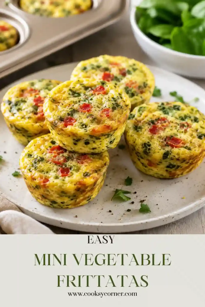 Freshly baked Mini Vegetable Frittatas served in a muffin pan with golden tops, colorful vegetables, and melted cheese. These healthy breakfast egg muffins are perfect for meal prep and brunch.