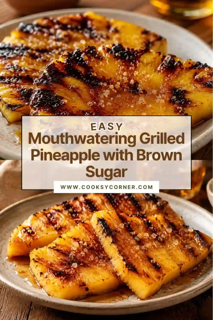 Caramelized grilled pineapple served warm with cinnamon, maple syrup, and flaky sea salt for a sweet summer dessert.