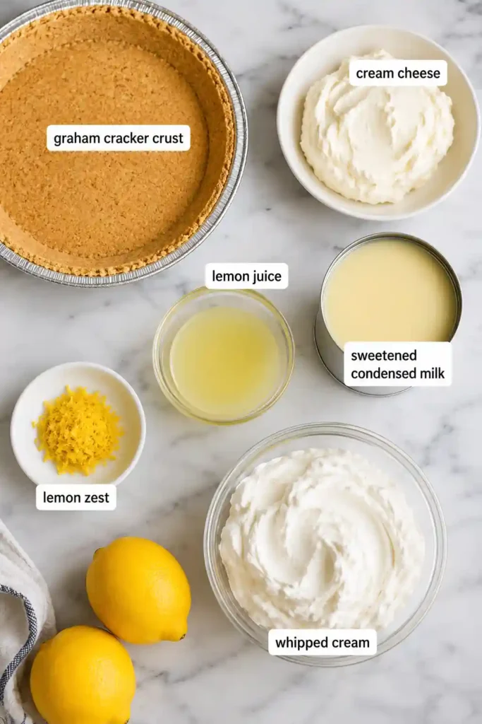 Homemade No-Bake Lemon Icebox Pie with fresh lemon juice and a crisp graham cracker crust. A simple and refreshing dessert that's perfect for family gatherings.