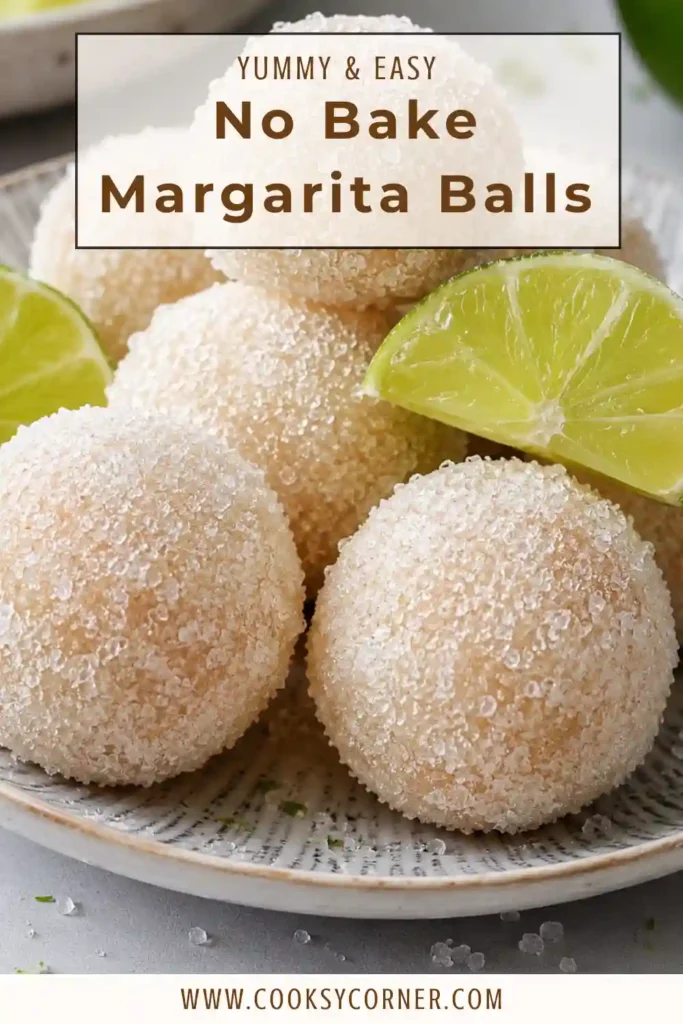 No-Bake Margarita Balls coated in shredded coconut and garnished with fresh lime zest on a serving platter.