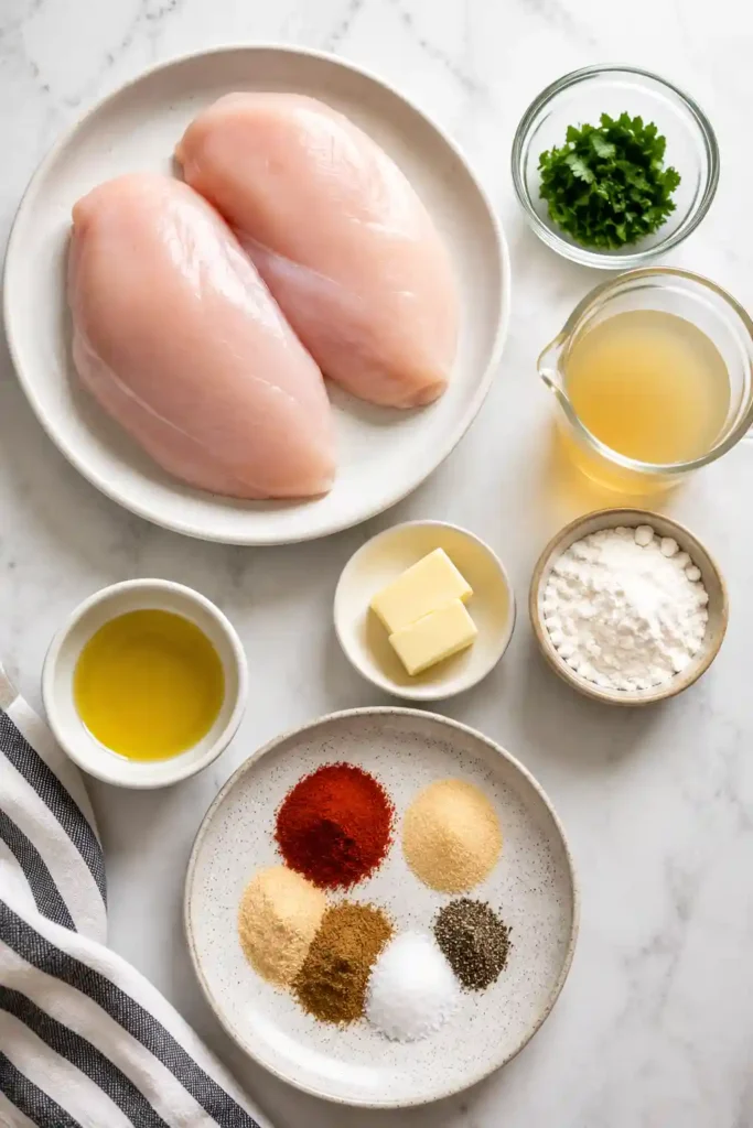 Easy pan fried chicken breast recipe with rich butter sauce and savory seasoning. A juicy homemade chicken dinner served straight from the skillet.