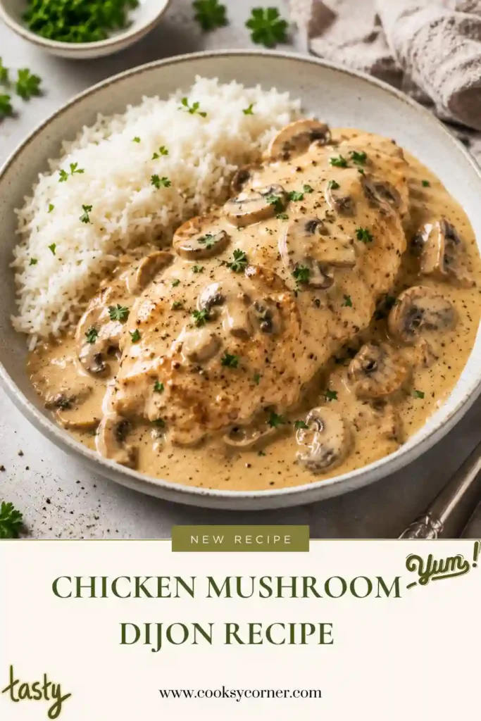 Juicy chicken covered in a creamy mushroom Dijon sauce with fresh mushrooms. This easy skillet chicken recipe is ideal for weeknight meals.