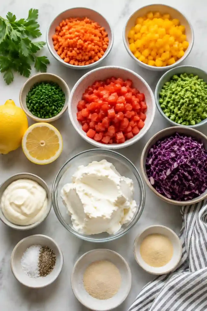 A vibrant Rainbow Veggie Ranch Dip arranged with colorful vegetable stripes and served with crunchy chips. Easy to prepare and perfect for entertaining guests.