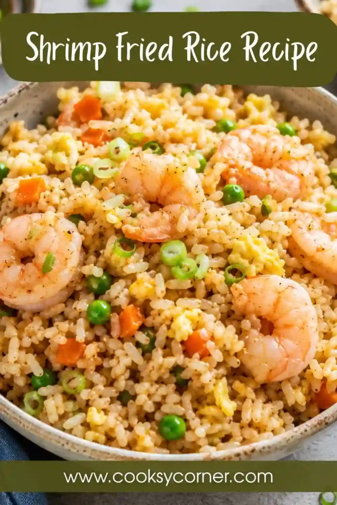 Easy Shrimp Fried Rice featuring juicy shrimp, colorful vegetables, eggs, and soy-seasoned rice cooked in a wok.