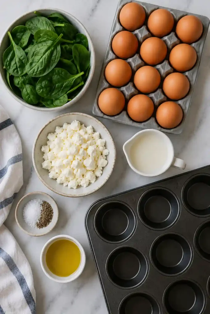 Protein-packed spinach egg muffins served with fresh herbs and sliced avocado for a nutritious breakfast.