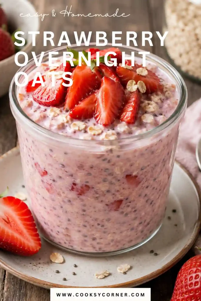 Healthy Strawberry Overnight Oats topped with fresh berries and crunchy granola. A nutritious high-fiber breakfast that's simple to prepare ahead of time.