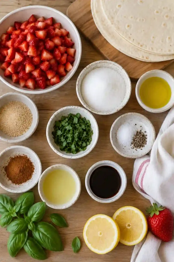 Bright Strawberry Salsa Recipe displayed with crispy cinnamon tortilla chips on a serving platter. Fresh ingredients make this fruit salsa ideal for warm-weather gatherings.