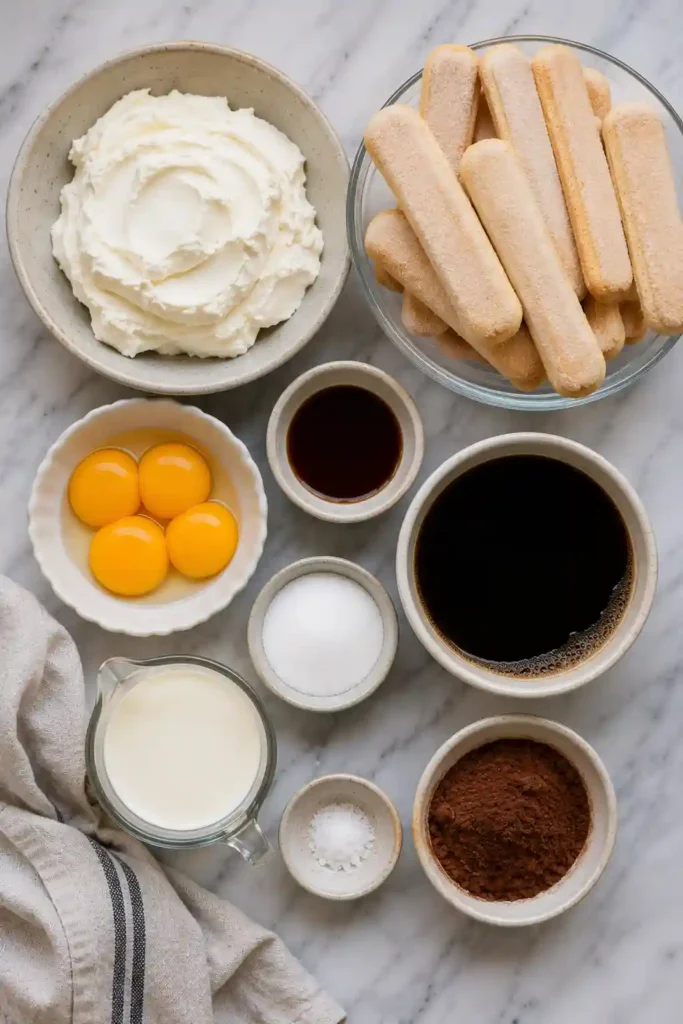 Classic tiramisu dessert with smooth mascarpone cream and a generous cocoa topping ready to serve.