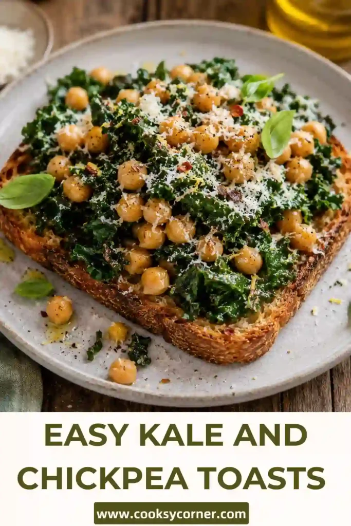 Golden sourdough topped with tender kale, creamy chickpeas, basil, and Parmesan cheese. A Mediterranean-inspired toast packed with wholesome ingredients.