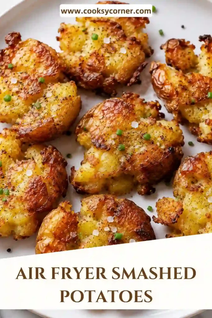 2. Crispy air fryer smashed potatoes made with baby gold potatoes and savory garlic-butter seasoning. The potatoes are flattened and cooked until deeply golden around the edges.