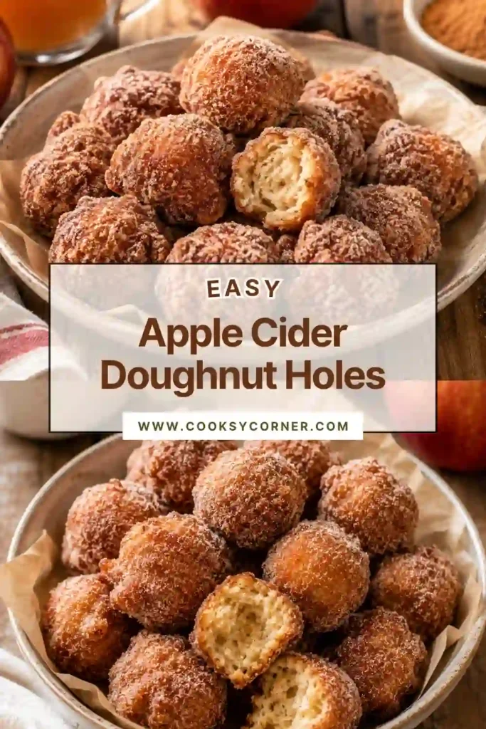 Cinnamon sugar doughnut holes made with apple cider and fried until deep golden brown. These easy apple cider donuts make a warm and comforting fall dessert.