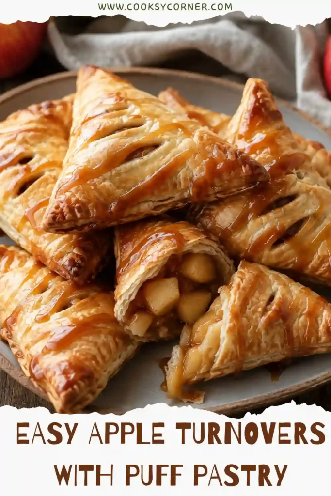 Freshly baked cinnamon apple turnovers with crisp puff pastry and tender diced apple filling. These easy apple turnovers are golden brown with visible flaky pastry layers.