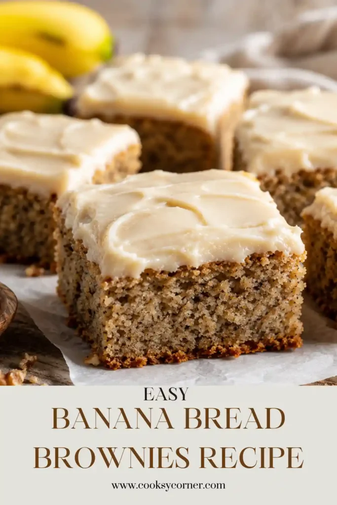 Freshly baked banana brownies cut into thick squares and ready to serve. These easy banana dessert bars are soft, moist, and made with overripe bananas.