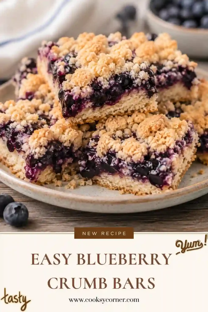 Homemade Blueberry Crumb Bars with a buttery golden crumble topping and juicy fresh blueberry filling. These easy blueberry bars are flavored with lemon, cinnamon, and vanilla.