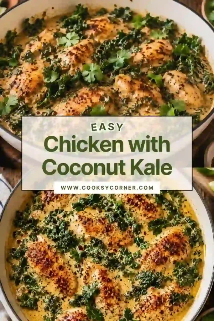 Tender chicken cooked in rich coconut milk with wilted kale and aromatic curry paste. This easy coconut chicken recipe is perfect for family dinners.