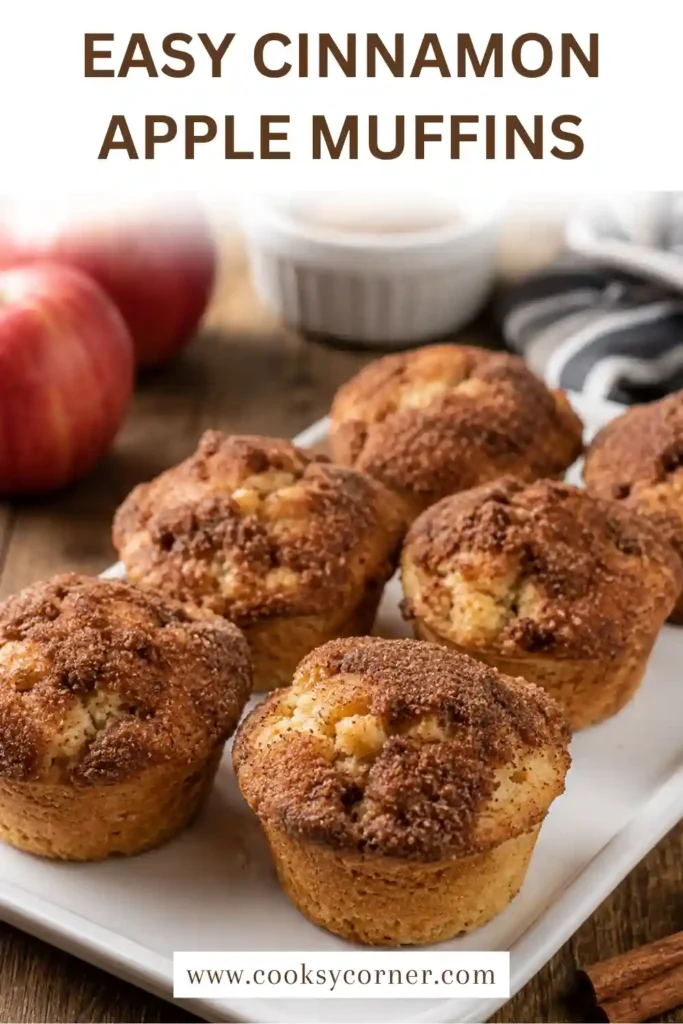 Cinnamon Apple Muffins topped with buttery cinnamon sugar and filled with fresh apple chunks. Soft, fluffy homemade muffins perfect for breakfast or snacks.