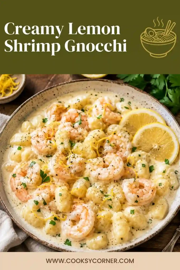 Creamy shrimp gnocchi featuring tender shrimp and soft gnocchi in a velvety lemon cream sauce. Fresh parsley and lemon zest finish this easy Italian-inspired meal.