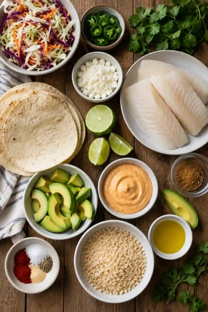 Golden crispy fish tacos made with seasoned panko-crusted white fish and warm tortillas. Fresh slaw, avocado, and smoky chipotle crema add color and flavor.