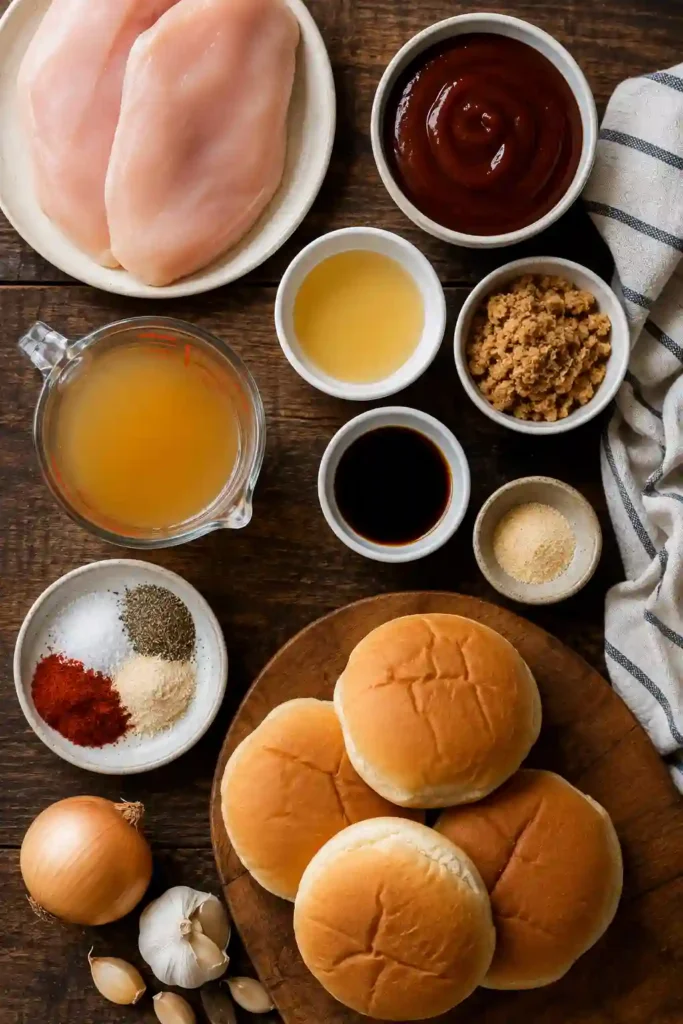 Crockpot BBQ Chicken shredded until tender and coated in a glossy barbecue sauce. This easy slow cooker BBQ chicken is ready to serve on buns or alongside simple side dishes.