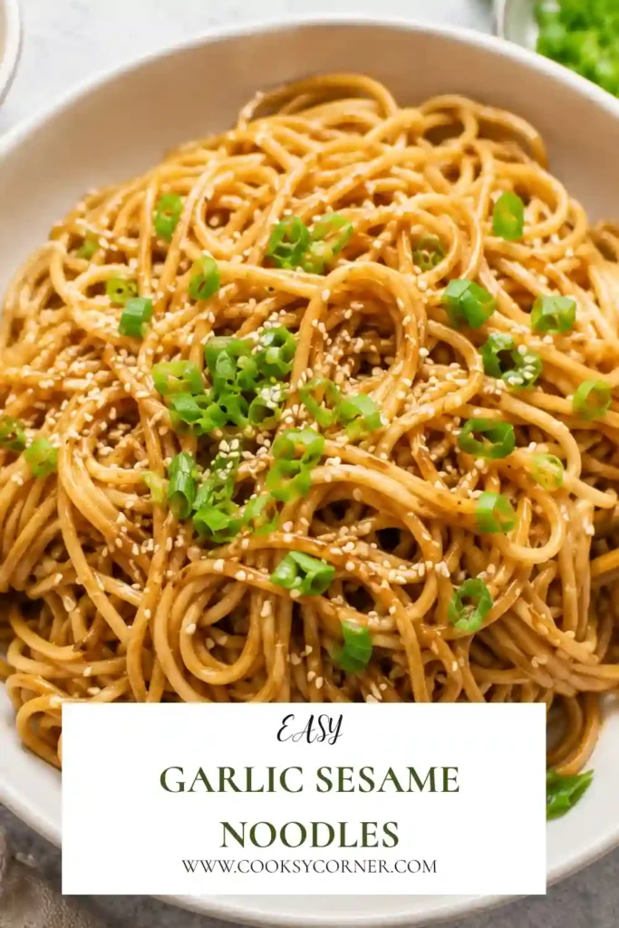 Brown rice noodles covered in savory sesame garlic sauce and topped with fresh scallions and crunchy peanuts. These tahini noodles have a creamy texture with sweet, savory, and spicy flavors.