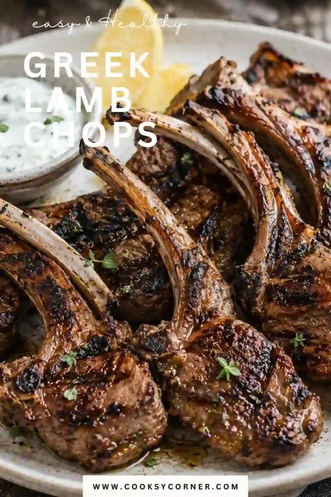 Greek Lamb Chops grilled until beautifully browned and served with fresh lemon wedges and oregano. The marinated lamb chops feature Mediterranean flavors of garlic, lemon, rosemary, and olive oil.
