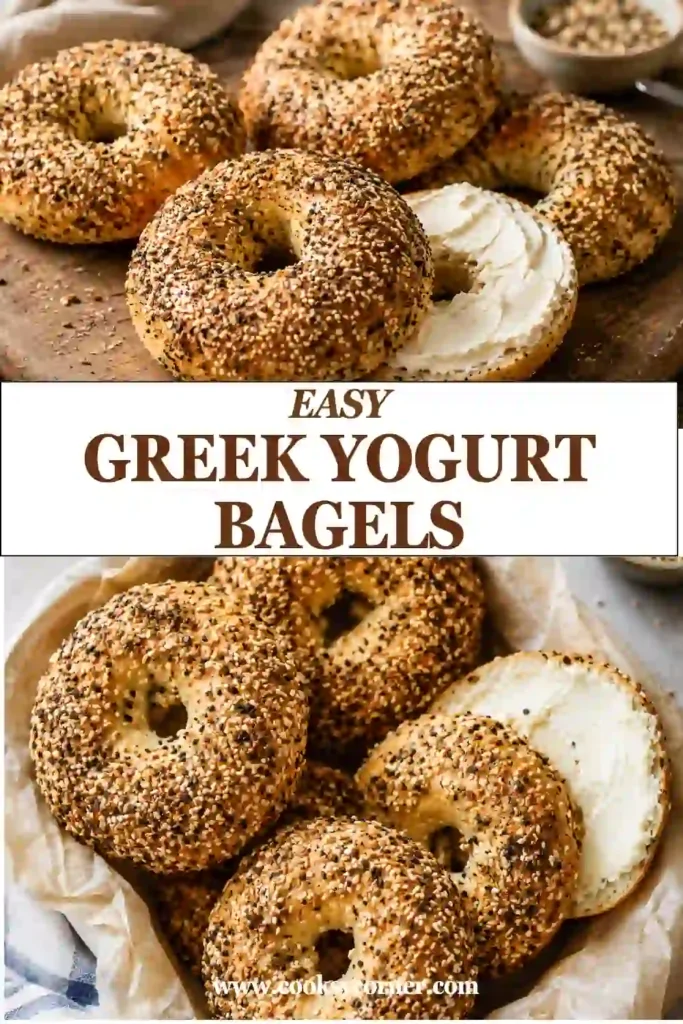 A sliced Greek Yogurt Bagel showing its soft interior and crisp golden crust. Made with self-rising flour and Greek yogurt for an easy homemade breakfast.