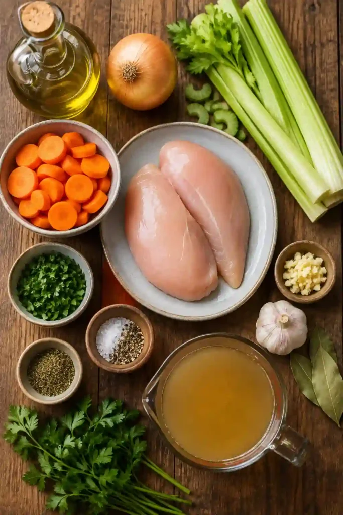 Classic chicken soup with tender chicken, colorful carrots, celery, and homemade broth. This healthy chicken soup is a simple and hearty stovetop meal.
