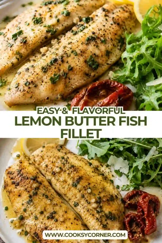 Golden pan-seared white fish fillets coated in lemon garlic butter sauce with fresh parsley. This easy fish dinner features tender, flaky fish with bright citrus flavor.