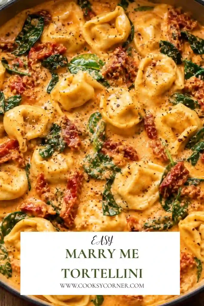 3. Bowl of creamy tortellini with garlic Parmesan sauce, fresh basil, and sun-dried tomatoes. The cheese tortellini is coated in a rich, silky sauce.
