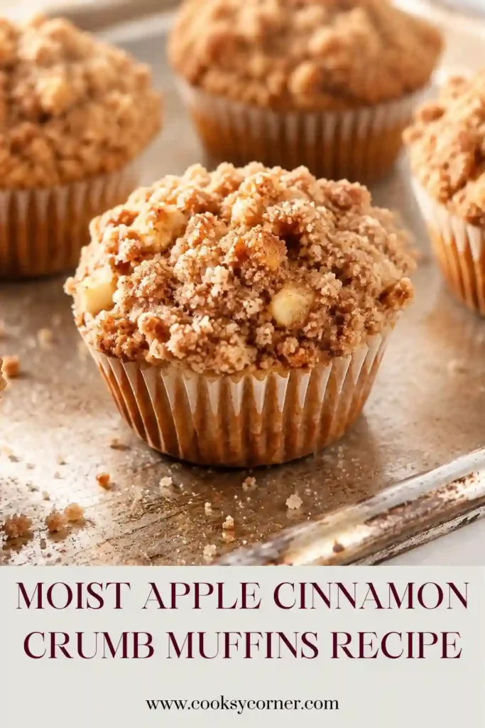 Bakery-style apple crumb muffins made with sour cream, cinnamon, and chopped fresh apples. A generous brown sugar streusel creates crisp golden crumbs across the muffin tops.