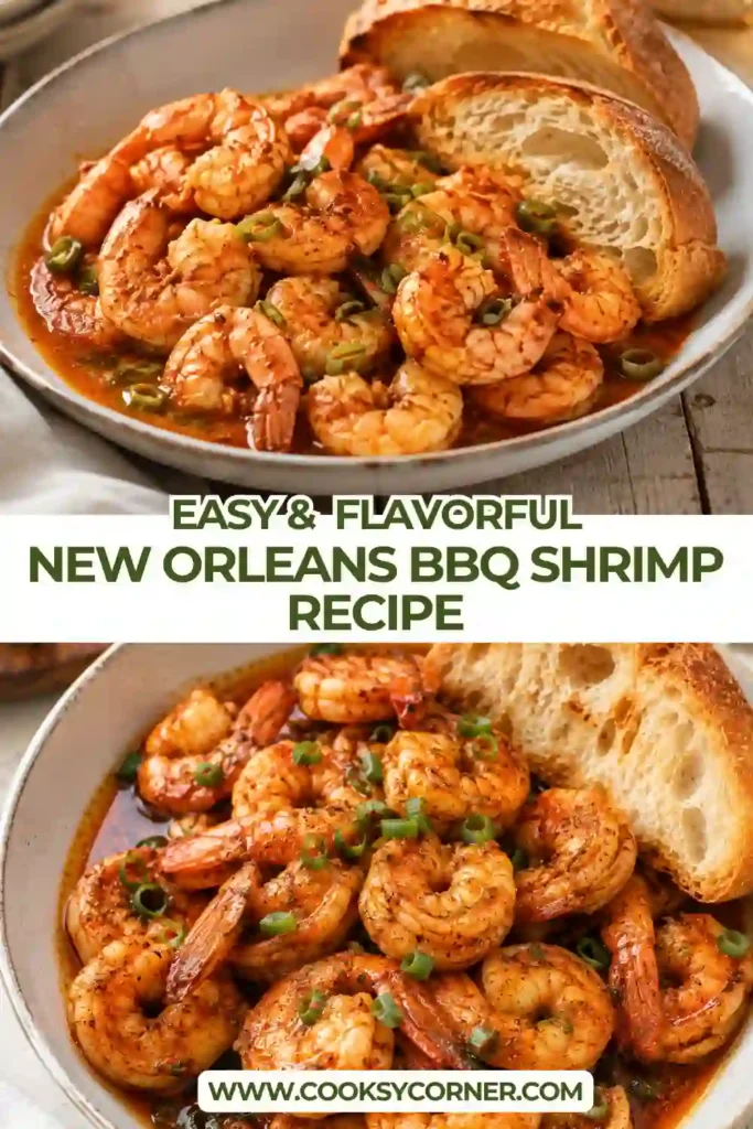 Close-up of Louisiana shrimp coated in buttery garlic sauce with paprika, ancho chile, lemon, and green onions. This easy Cajun shrimp recipe is cooked quickly in one skillet.