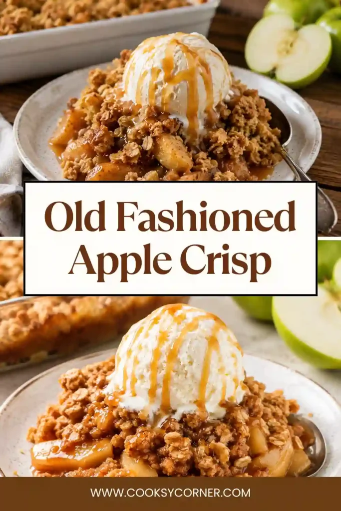 Freshly baked cinnamon apple crisp with a golden buttery oat crumble over soft, spiced apples. This easy apple crisp recipe has a warm homemade texture and rich fall flavors.