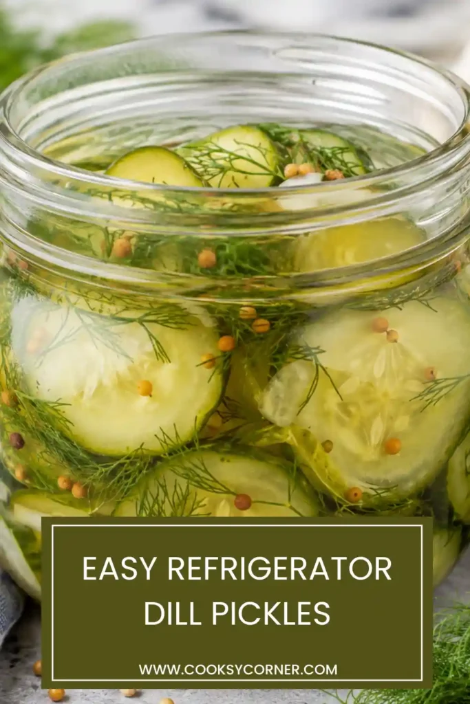 3. A jar of crunchy garlic dill pickles made with fresh cucumbers and a tangy vinegar brine. These easy refrigerator pickles are chilled for a crisp texture and bold dill flavor.