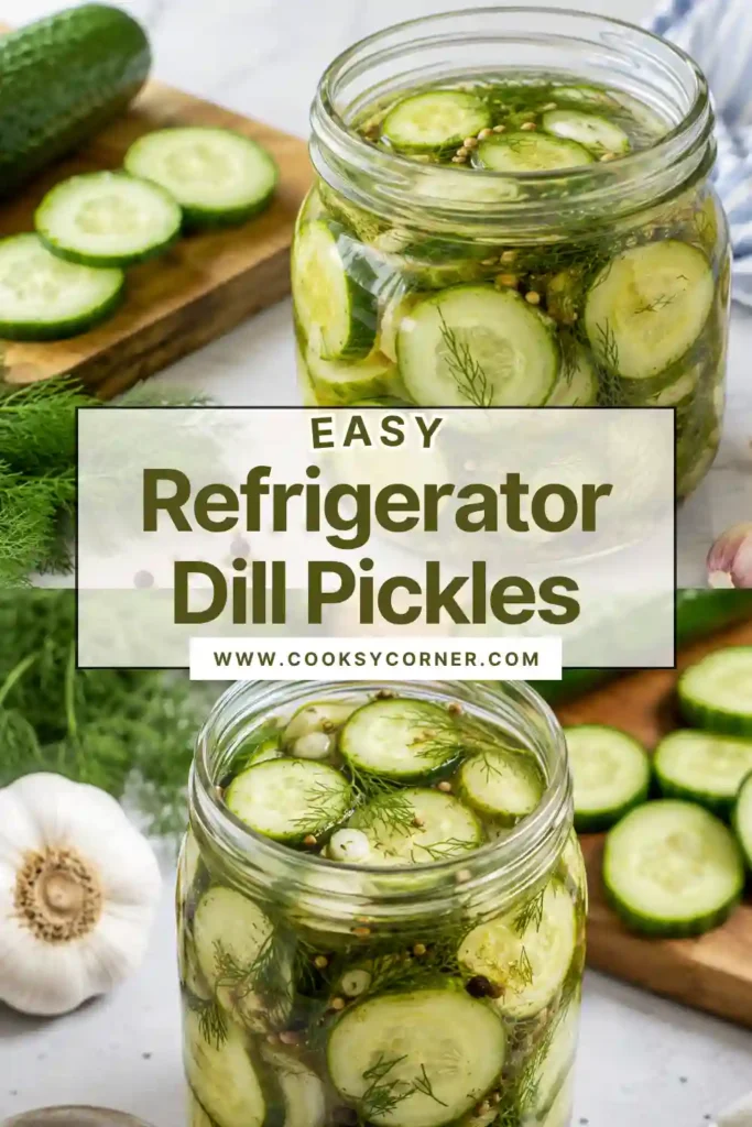 1. Homemade Refrigerator Dill Pickles packed in glass jars with fresh dill and garlic. These crunchy refrigerator pickles are preserved in a simple vinegar brine.