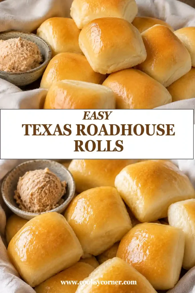 Warm copycat Texas Roadhouse rolls served with creamy cinnamon honey butter. The homemade dinner rolls are lightly golden, buttery, and soft inside.
