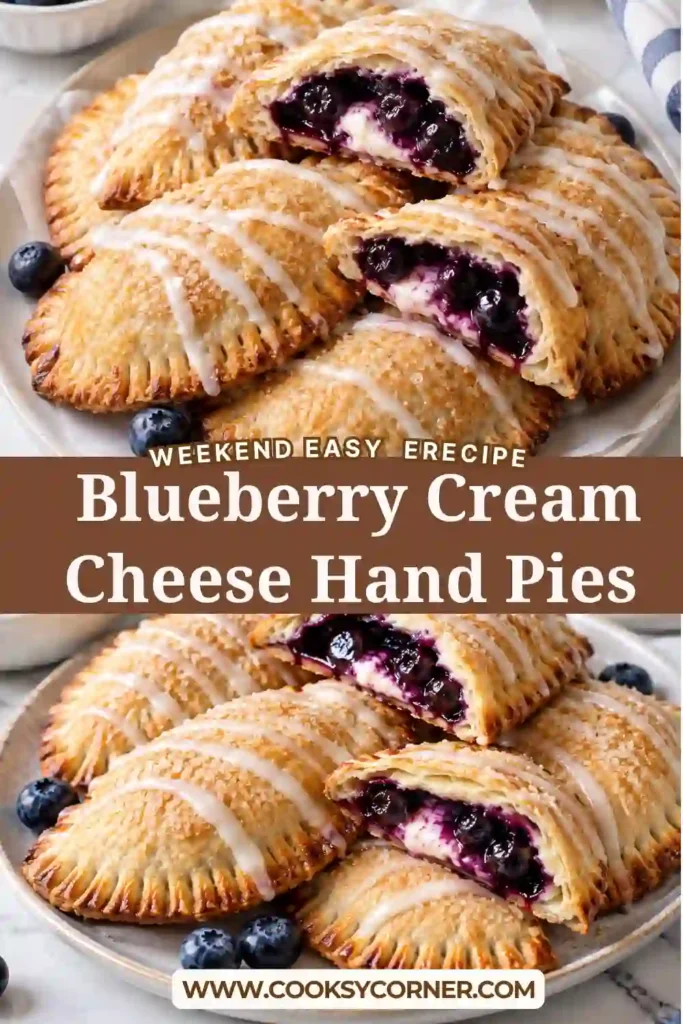 Blueberry cream cheese pastries baked until golden and filled with sweet berries and creamy lemon filling. Coarse sugar gives the flaky pie crust a sparkling finish.