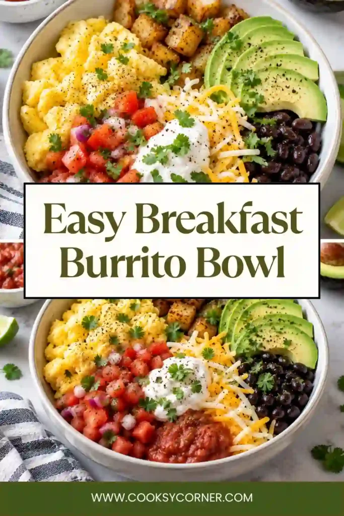 Turkey breakfast bowl featuring taco-seasoned ground turkey, crispy shredded potatoes, and soft scrambled eggs. Fresh salsa and avocado add color and texture to the hearty breakfast.