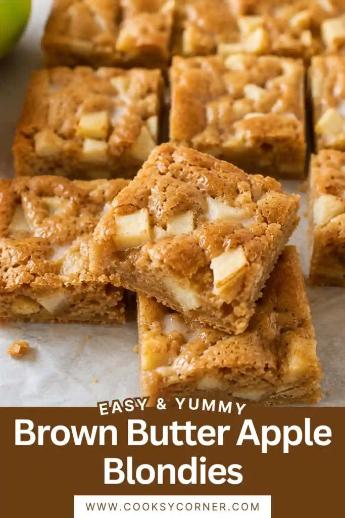 Freshly baked cinnamon apple blondies made with nutty browned butter, brown sugar, and tender chopped apples. Each square is finished with a sweet brown butter icing.