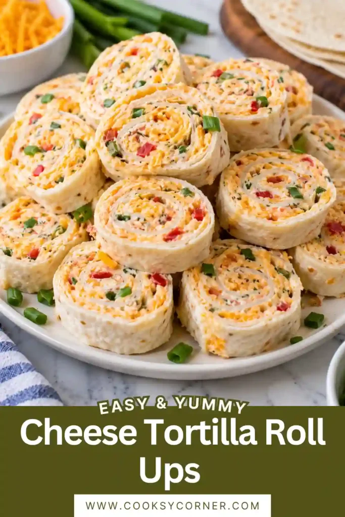 Tortilla pinwheels made with flour tortillas, ranch cream cheese filling, shredded cheddar, turkey ham, and chopped green onion. The appetizer is sliced into neat bite-sized rounds.