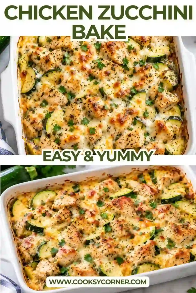 Cheesy chicken zucchini casserole with golden chicken pieces, tender zucchini, onions, and melted cheese. Smoked paprika adds warm color and savory flavor to this easy baked dinner.