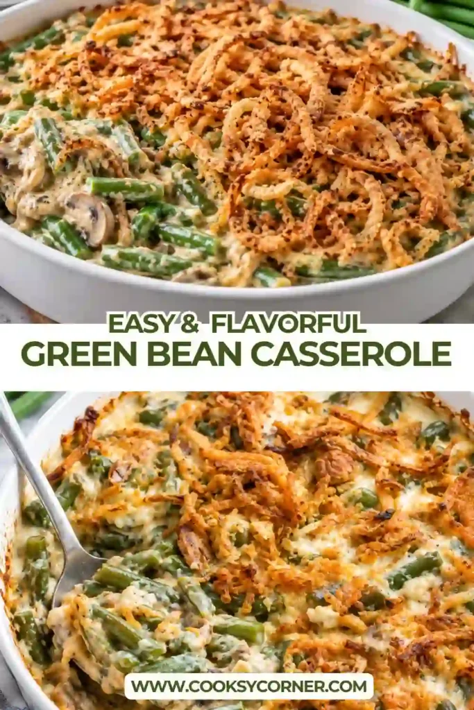 2. Easy Green Bean Casserole with creamy mushroom sauce and a generous layer of golden crispy onions. This comforting casserole makes a classic family-friendly side dish.