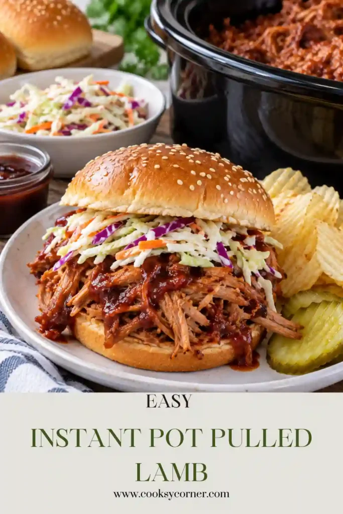 Tender pressure cooker pulled lamb freshly shredded and mixed with sweet and tangy barbecue sauce. The Instant Pot lamb shoulder is cooked until juicy and fork-tender.