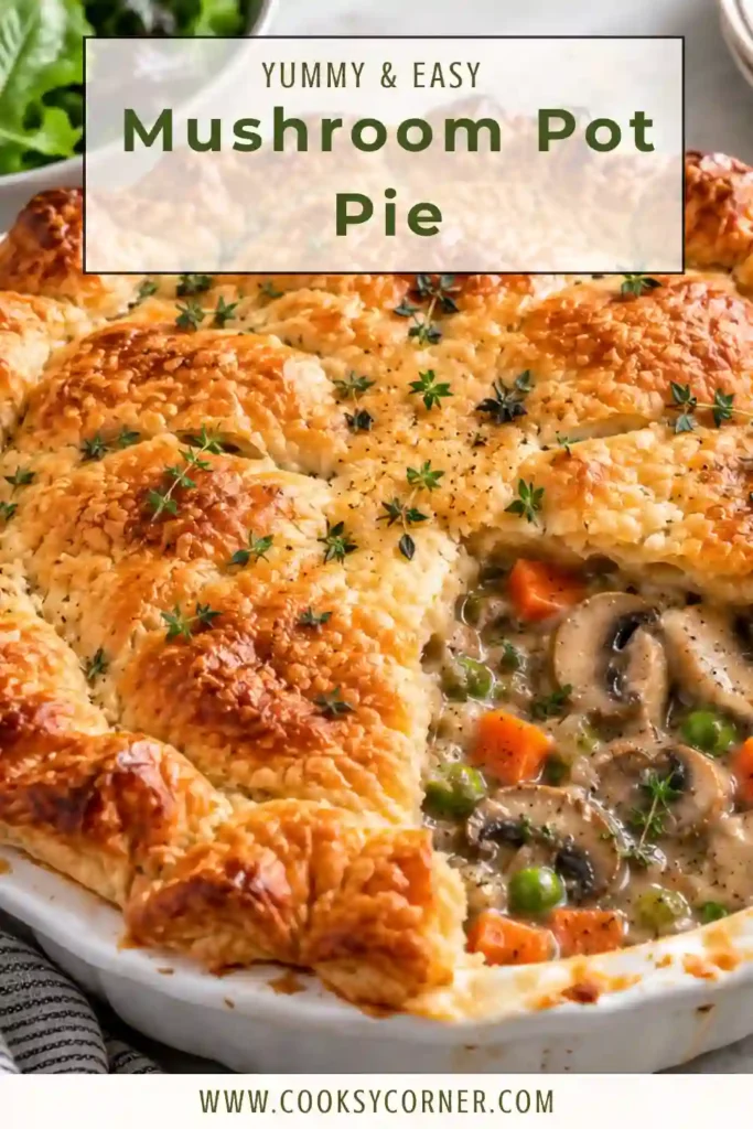 Homemade Mushroom Pot Pie topped with crisp golden puff pastry and filled with creamy mixed mushrooms, carrots, and kale. This hearty mushroom pie makes a cozy meatless main course.